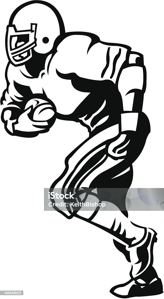 Joueur de Football américain-Running Back avec ballon - clipart vectoriel de Joueur de football américain libre de droits