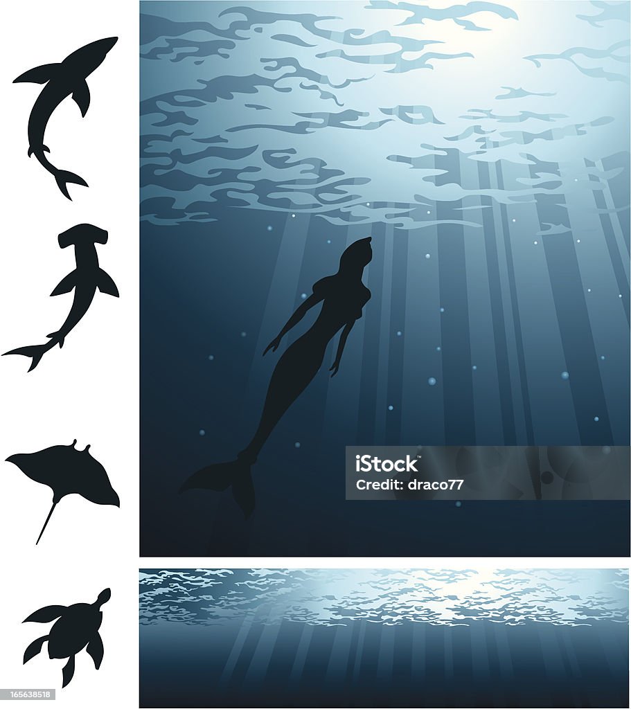 Deep Sea Life Removable silhouettes of different sea creatures, with high resolution jpeg. Visit Portfolio for More Summer Series Lightbox In Silhouette stock vector