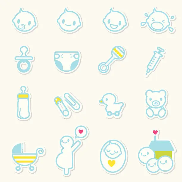 Vector illustration of Icon set - Baby Care and family love