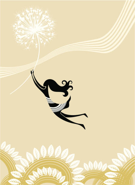 illustrations, cliparts, dessins animés et icônes de la fille ailée. - dandelion freedom silhouette wind