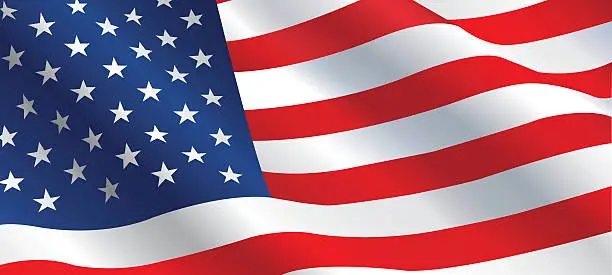 Vector illustration of An image of the American Flag waving in the wind