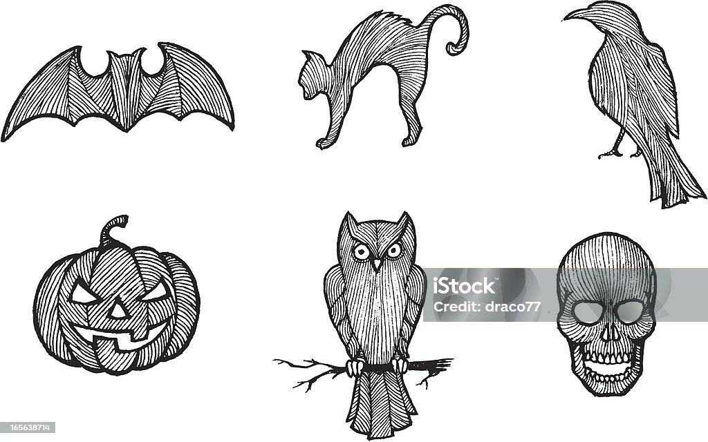 Vetores de Desenho De Halloween Símbolos e mais imagens de Figura para  recortar - Figura para recortar, Morcego, Clip Art - iStock