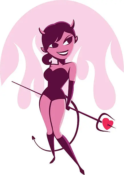 Vector illustration of She Devil with Heart