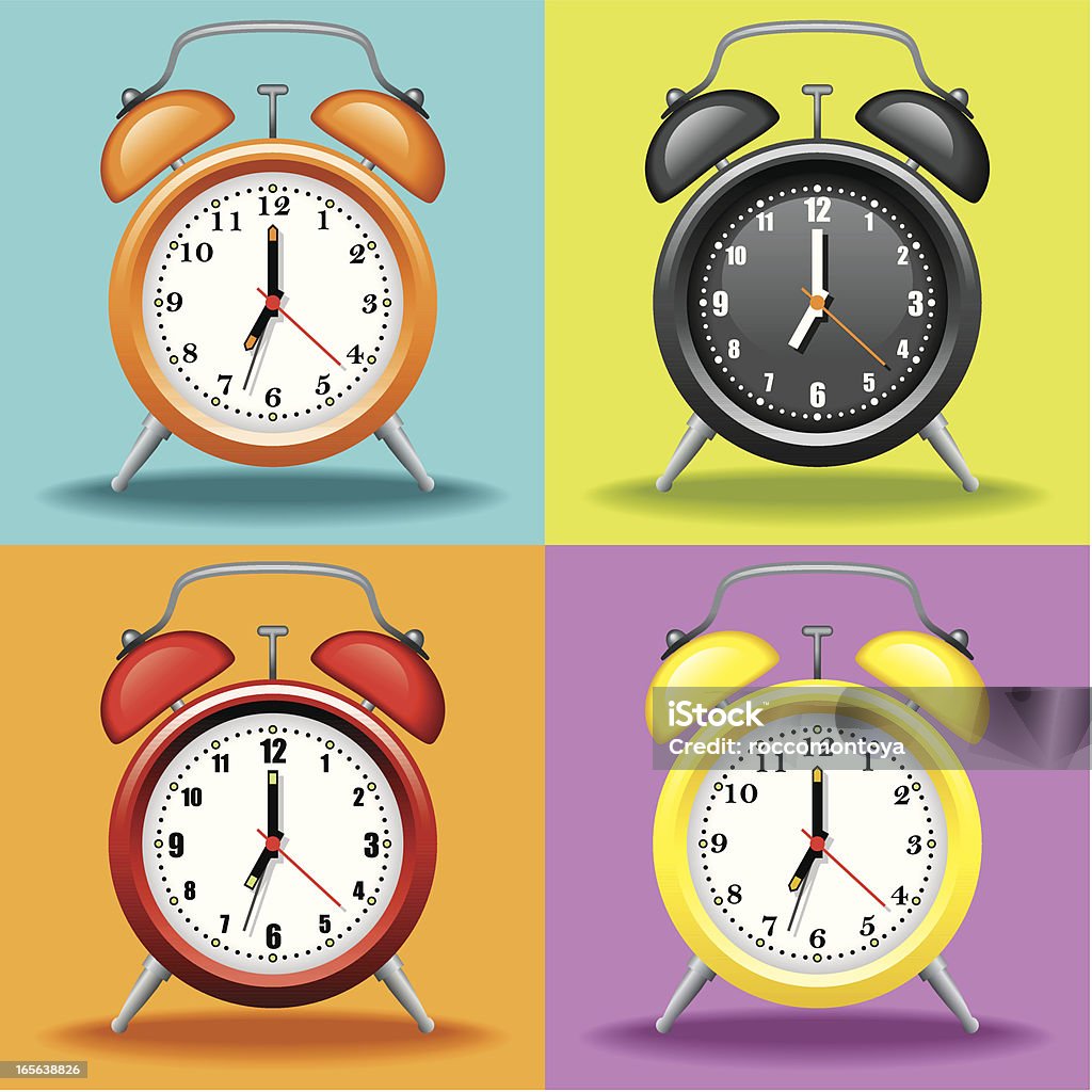 Icon Set, Watches Icon Set, watches on multiple colors background, make in adobe Illustrator (vector) Alarm Clock stock vector