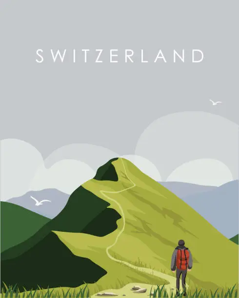 Vector illustration of Switzerland poster travel