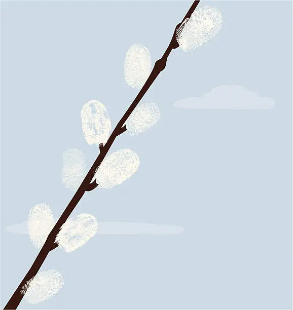 Vector illustration of Pussywillow made of Thumbprints