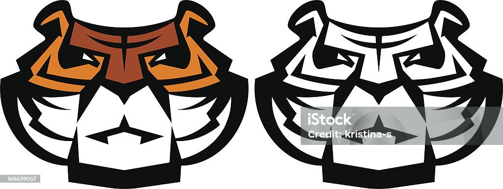 Stylized tiger mascot Stylized tiger head in vector format. Three color and B&W versions included for regular and albino kinds. Tiger stock vector