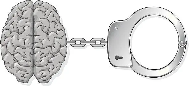 Vector illustration of Brain handcuffs