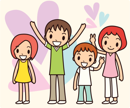Vector illustration of happy families. Created with adobe illustrator.