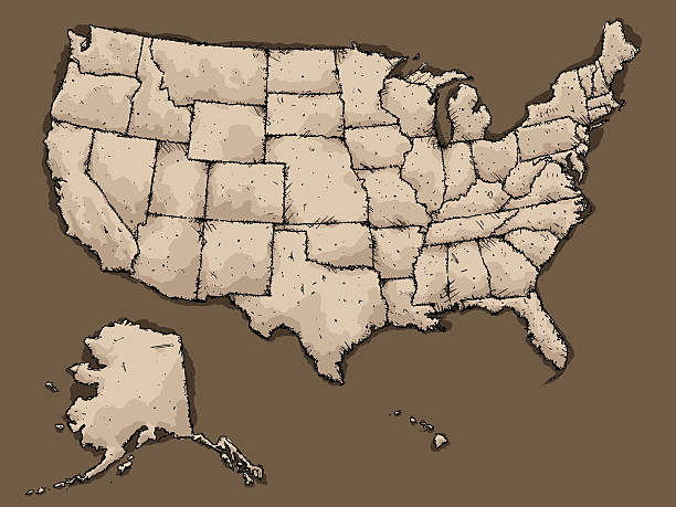 иллюстрированный сша - montana map usa old stock illustrations