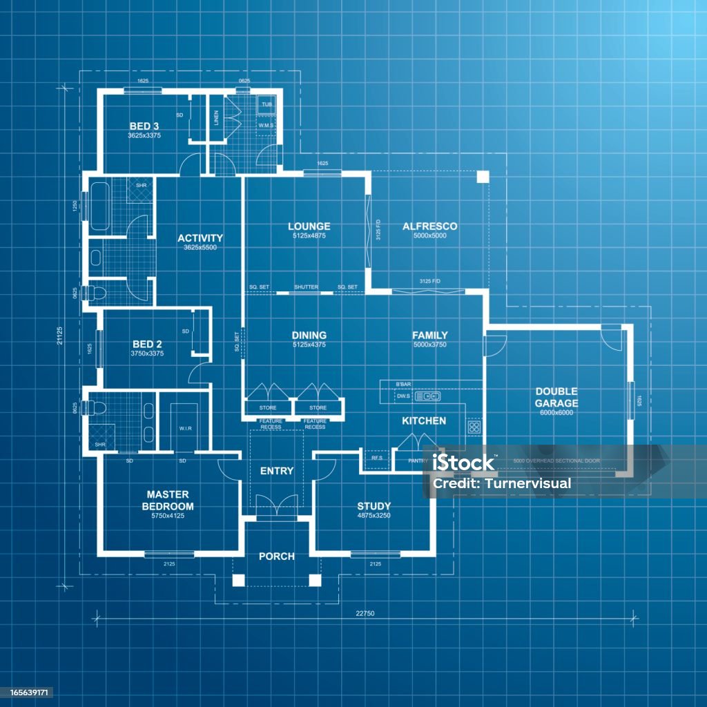 Plan architectural de la maison - clipart vectoriel de Plan d'architecte libre de droits