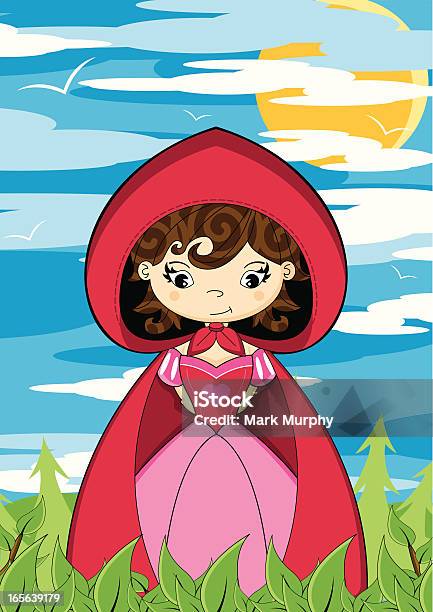 Симпатичная Маленькая Красная Освобождающая Крышка Сцены — стоковая векторная графика и другие изображения на тему Little Red Riding Hood