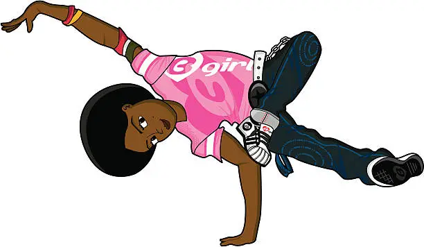 Vector illustration of Funky B-Girl Breakdancer