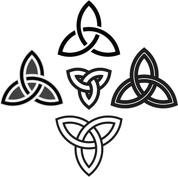 셀틱 knotwork - tied knot celtic culture cross shape cross stock illustrations
