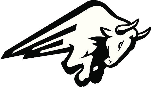 Bull Charge B&W "Logo style bull mascot, black and white version. Great for sports logos & team mascots." blood sport stock illustrations