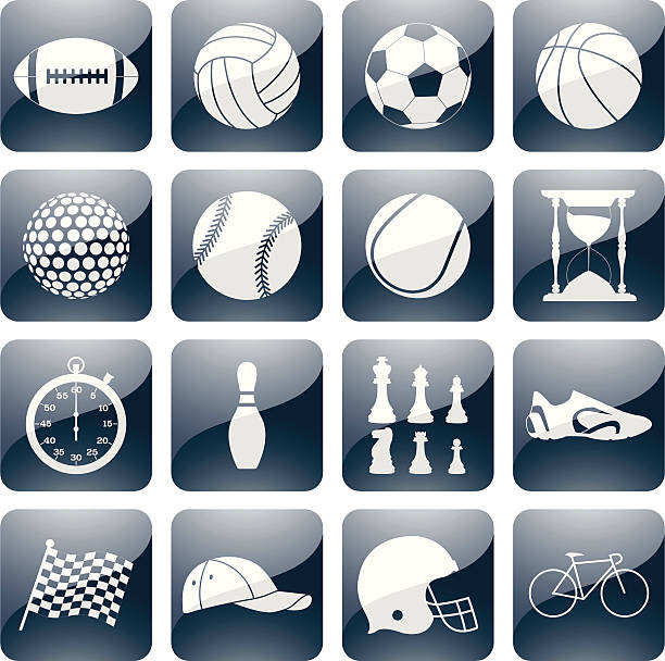 ilustrações, clipart, desenhos animados e ícones de cute_icon_from_sport_equipmen - tennis ball american football football