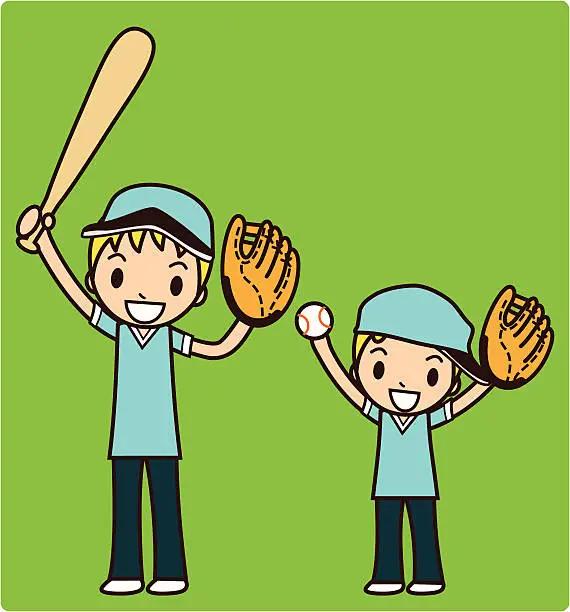 Vector illustration of Family Baseball (Boys are on Ready for Game Day)
