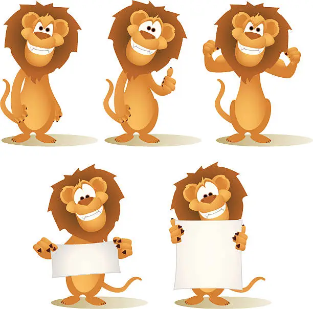 Vector illustration of Lion Cartoon Collection