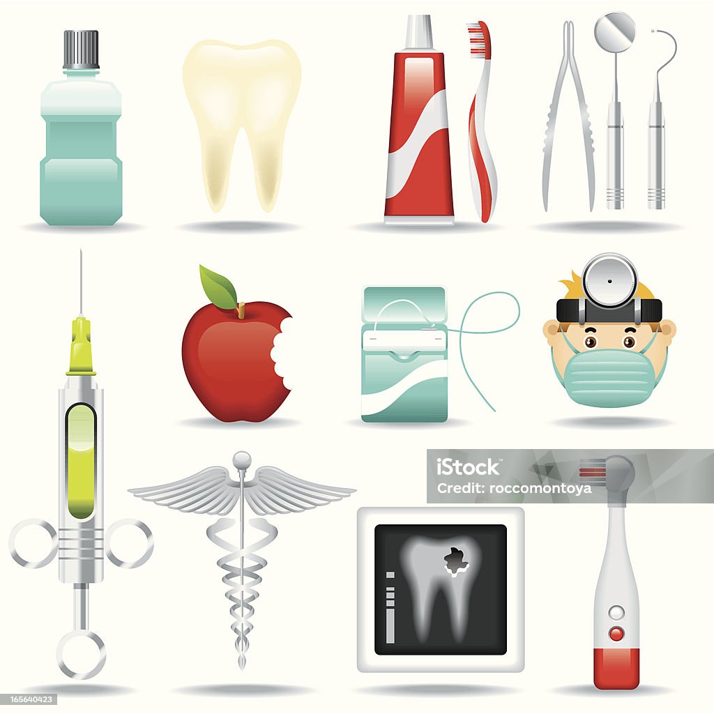 Icon-Set, Zahnarzt - Lizenzfrei Elektrische Zahnbürste Vektorgrafik