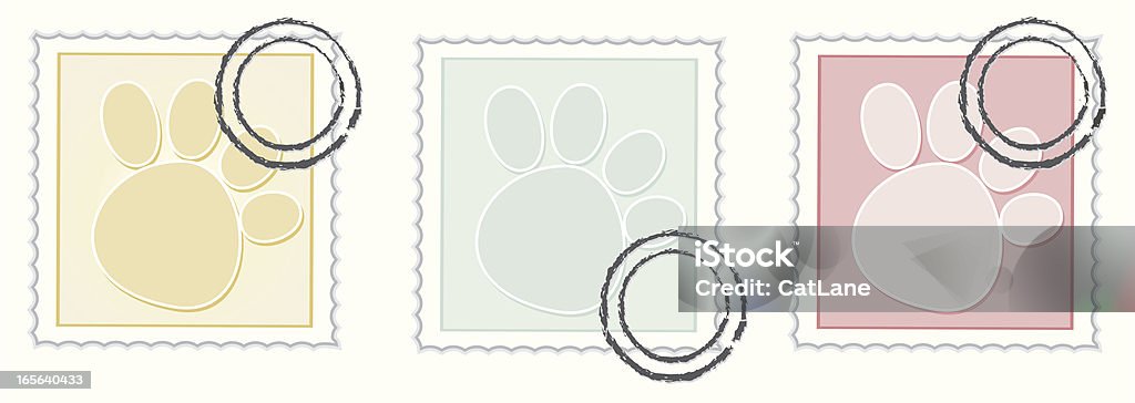 Pfotenabdruck-Briefmarken - Lizenzfrei Blau Vektorgrafik