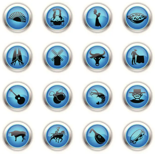 Vector illustration of Blue Icons - Spain