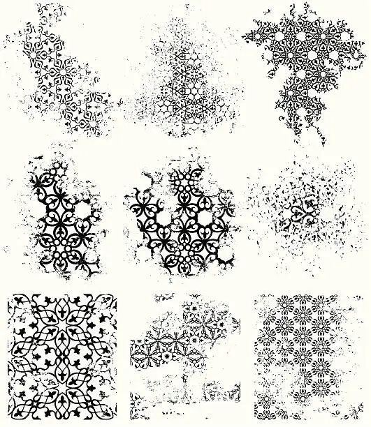 Vector illustration of Several different grunge patterns