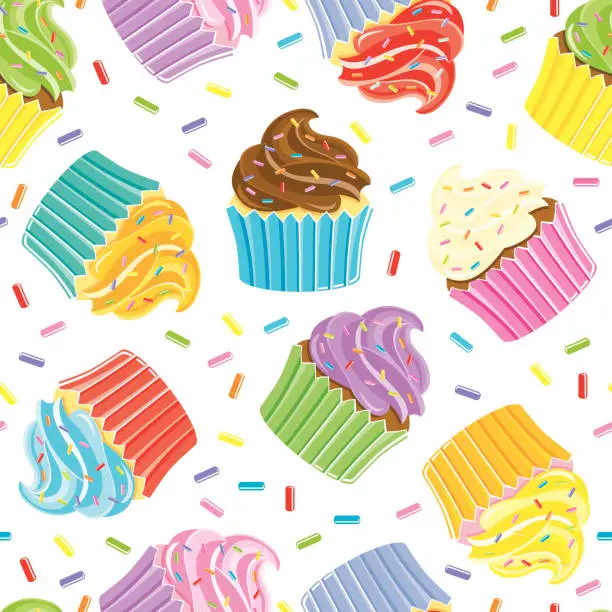 Vector illustration of Cupcake Seamless Pattern