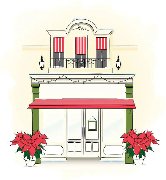 Vector illustration of Store Front at Christmas time