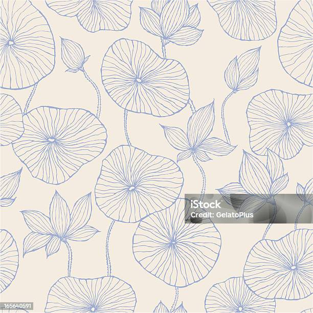 Seamless Patternblue Lotus Stock Illustration - Download Image Now - Lotus Water Lily, Lotus Root - Food, Flower