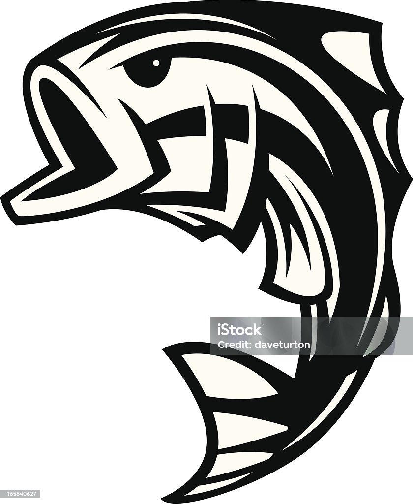 Bass Fisch springen II B & W - Lizenzfrei Schwarzweiß-Bild Vektorgrafik