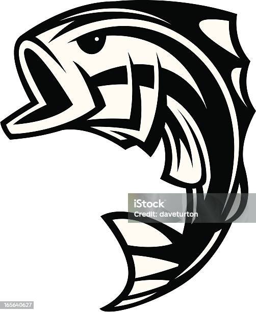 Bass Fisch Springen Ii B W Stock Vektor Art und mehr Bilder von Schwarzweiß-Bild - Schwarzweiß-Bild, Fisch, Barsch