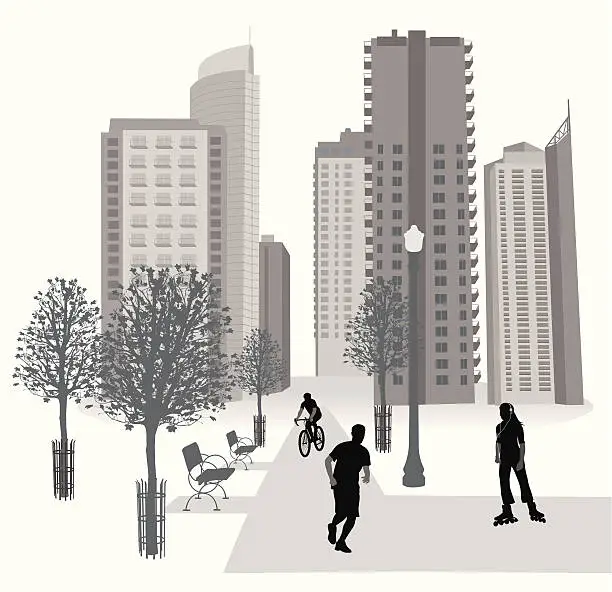 Vector illustration of City Park Vector Silhouette