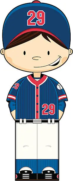 Vector illustration of Youth League Baseball Boy