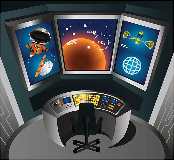 kontrollraum - control room mission control spaceship military stock-grafiken, -clipart, -cartoons und -symbole