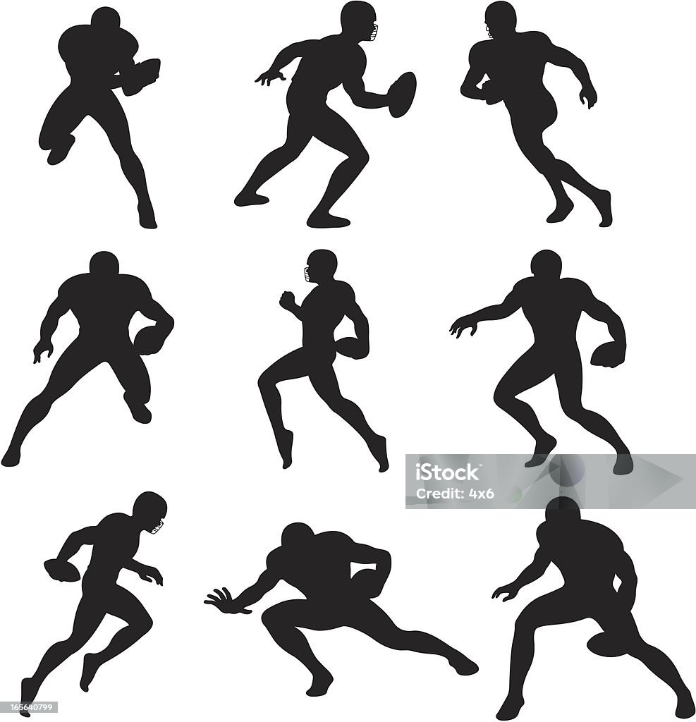 Siluetas de fútbol - arte vectorial de Quarterback libre de derechos