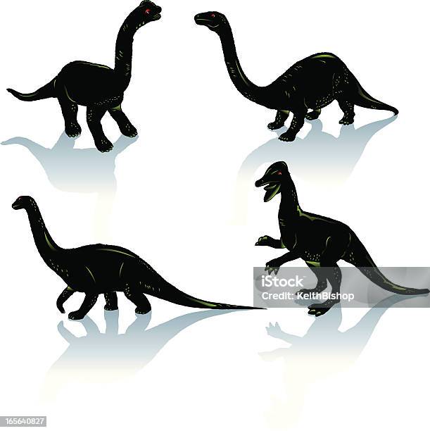 Dinosauriersilhouetten Stock Vektor Art und mehr Bilder von Ausgestorbene Tierart - Ausgestorbene Tierart, Brontosaurus, Dinosaurier