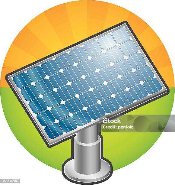 Ilustración de Panel Solar y más Vectores Libres de Derechos de Central eléctrica solar - Central eléctrica solar, Energía solar, Energía sostenible
