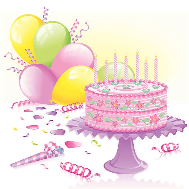 Vector illustration of Girls Birthday Party