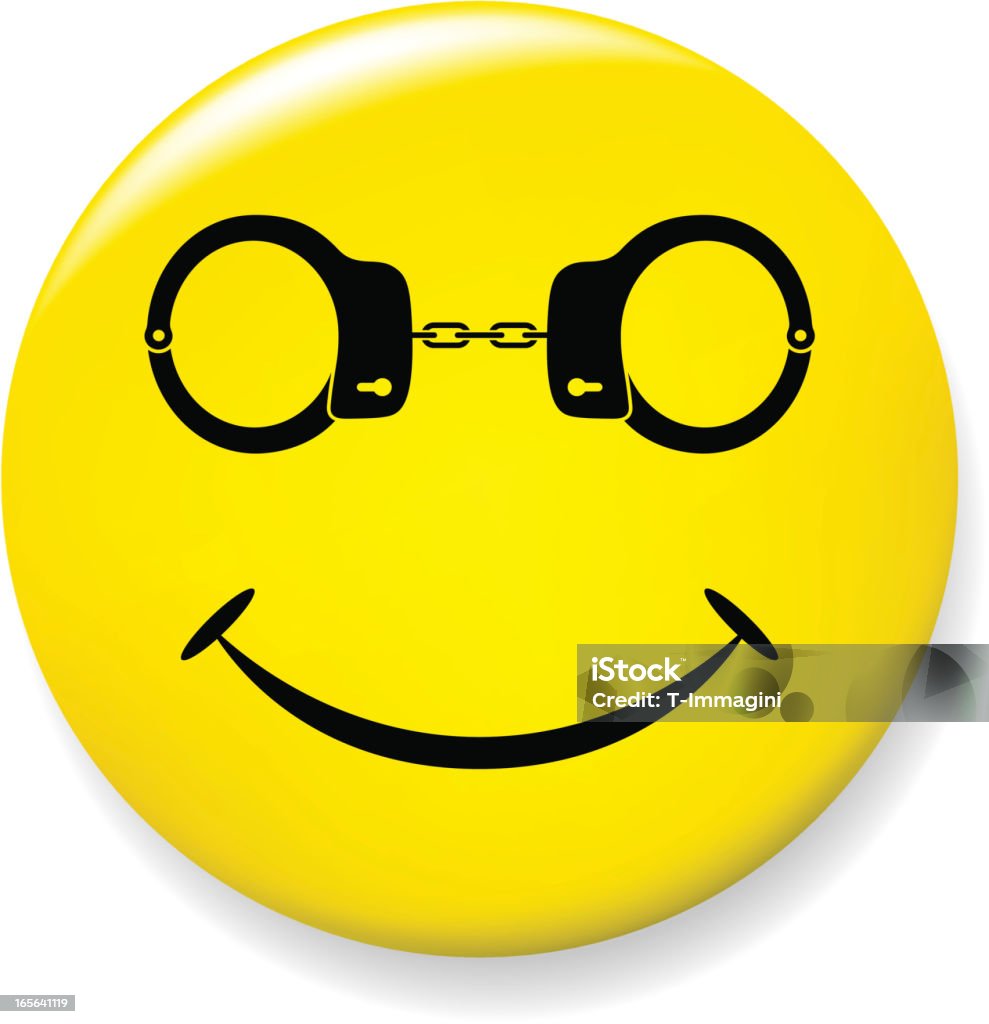 Sorriso pin con Manette occhiali - arte vettoriale royalty-free di Smiley antropomorfico