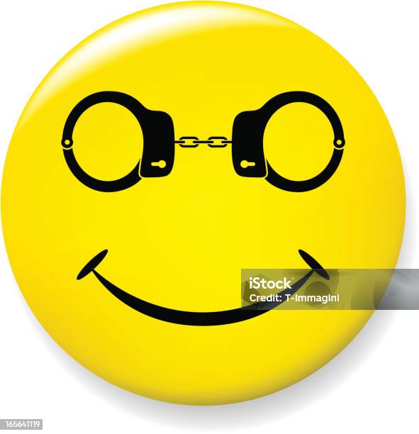 Sorriso Pin Con Manette Occhiali - Immagini vettoriali stock e altre immagini di Smiley antropomorfico - Smiley antropomorfico, Spilla, Pulsante