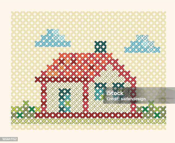 Embroidery House Stock Illustration - Download Image Now - Cross-Stitch, Home Interior, Embroidery