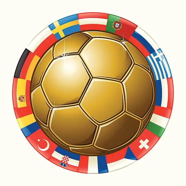 Vector illustration of Golden european soccer