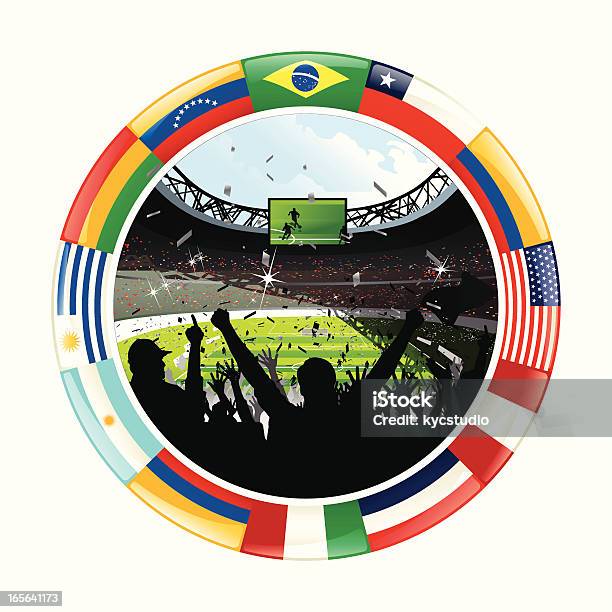 Acclamations De La Foule De Football Et Anneau De Pan American Flags Vecteurs libres de droits et plus d'images vectorielles de Drapeau