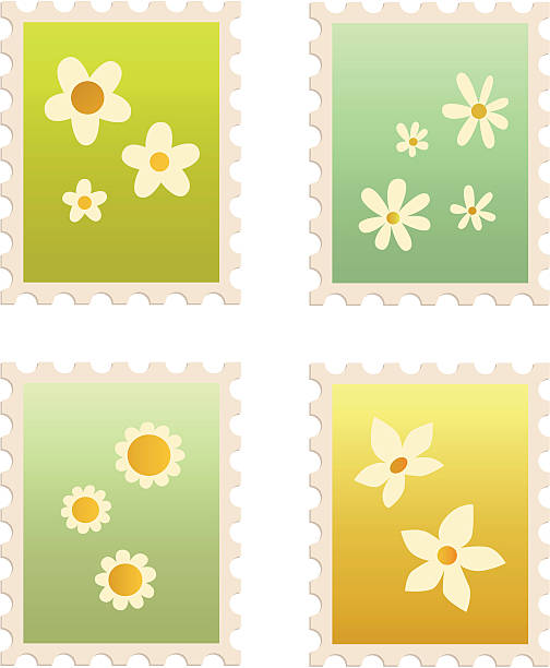Flower Stamps vector art illustration