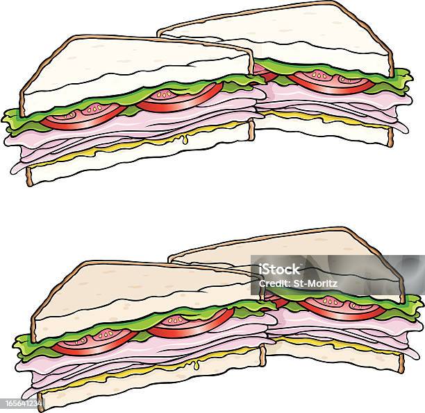 Ilustración de Bocadillo De Jamón Marrón Y Pan Blanco y más Vectores Libres de Derechos de Alimento - Alimento, Bocadillo, Carne procesada