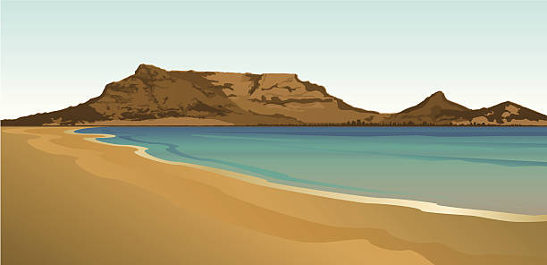 Table Mountain South Africa vector art illustration