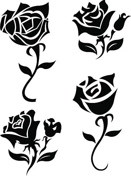 Vector illustration of Rose Flowers - Tattoo Design