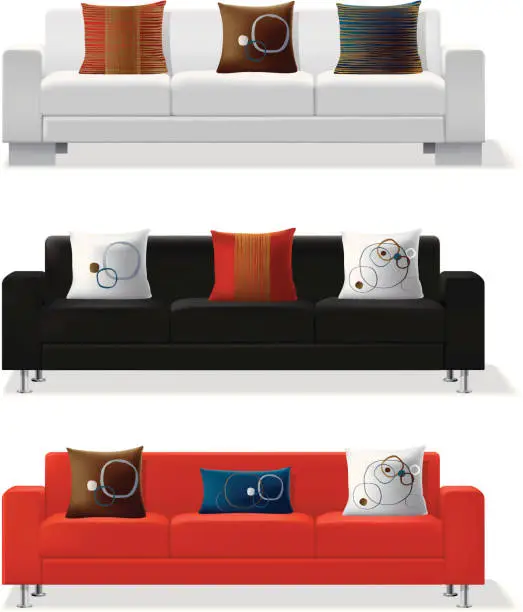 Vector illustration of Modern sofa and throw pillows