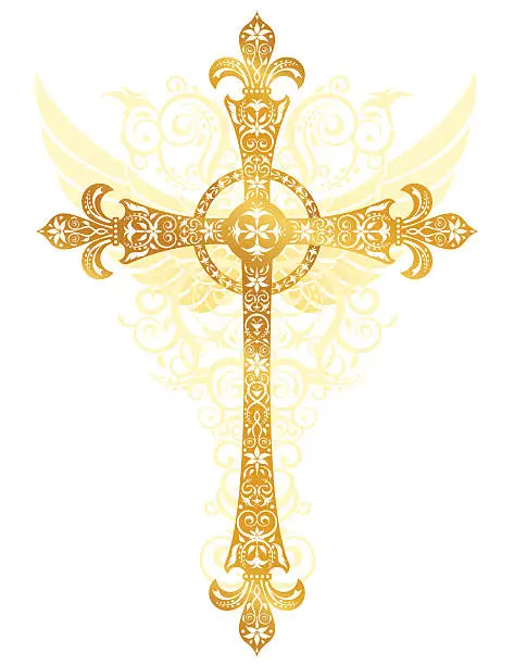 Vector illustration of Stylized Gold Cross