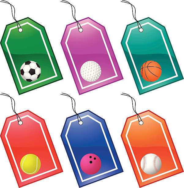 ilustrações, clipart, desenhos animados e ícones de etiquetas de esportes - tennis ball american football football